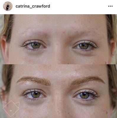 Nano brows done with a machine and one needle, no cutting this is not microblading, it's newer and looks better healed.