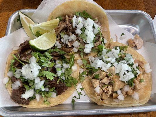 I ordered the 3-taco combo that came with rice and beans. The pork was the best. I wish I ordered all 3 pork. Good amount of meat.