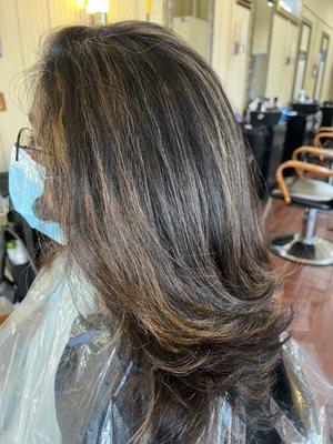 Partial highlights and haircut by Fanny