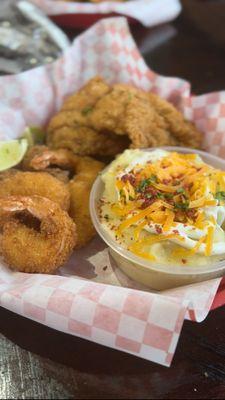 Pick Two Basket with Fish & Shrimp, Loaded Potato Cup