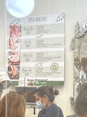 Pedicure SPA Menu