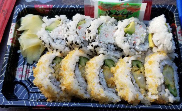 California roll and Shrimp Tempura roll