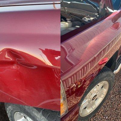 Customers Chevy pickup was hit in a parking lot while he was shopping. Had him back on the road in no time!