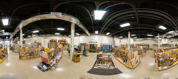 Panoramic  view of our new 5000 sf - everything for the passionate woodworker store.