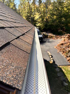 New gutter guards to keep the leafs out during the fall. Call us today to get you free quote.