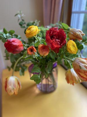 Delightfully unique bouquet! Arrived at noon on Mother's Day, couldn't have been better! HIGHLY RECOMMEND!!!