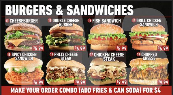 Choose a sandwich or burger instead! Make it a combo for $4 more!