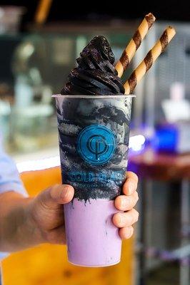 "Twilight Sparkle" Taro Milk Tea w/ Charcoal Lychee Ice