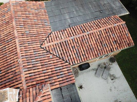 Drone photos and video of damaged roof shingles from the storm