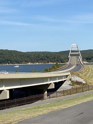 View of the lake and bridge