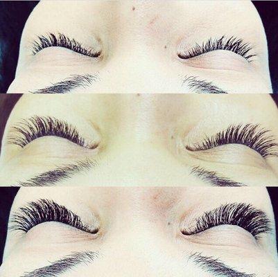 Natural lashes to Natural Full Set to Volume Natural Set