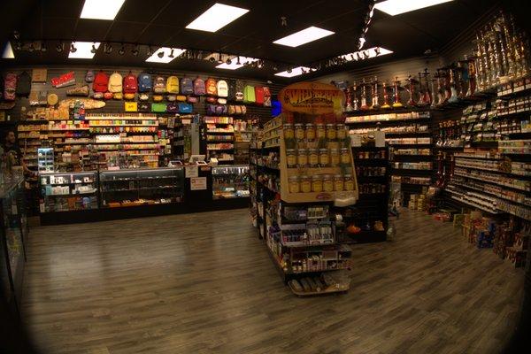 Complete interior smoke shop view