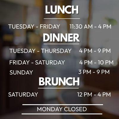 Our revised operating hours for your convenience