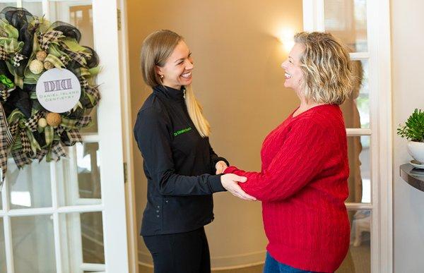 Dr. Church greeting patient