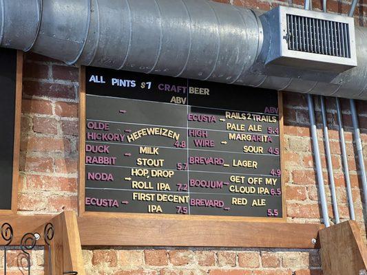 Beer menu 7/31/2023