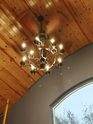 New ceiling and chandelier.