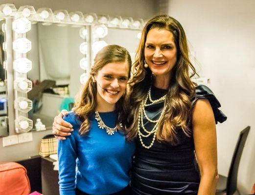 Brooke shields and cherish Meyers hair for The Happiest Millionaire concert.