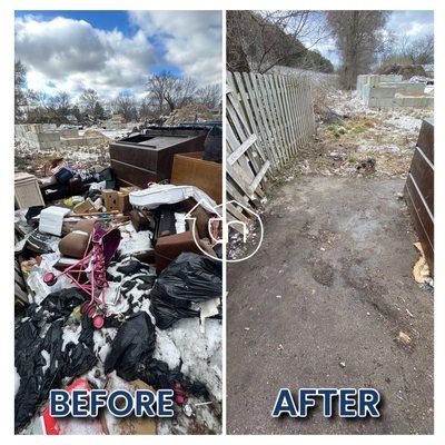 Apartment complex trash-out before and after photos