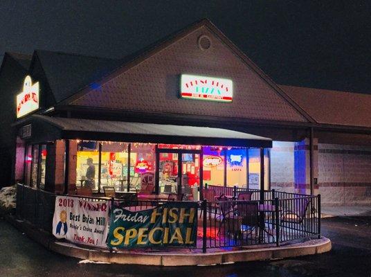 Front entrance on a chilly November night.