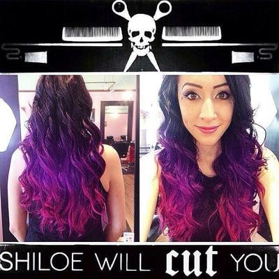 Color on my friend Shy, beautiful purple & pink ombré.