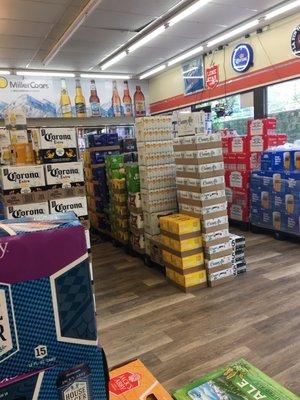 Neat clean displays of beer available b