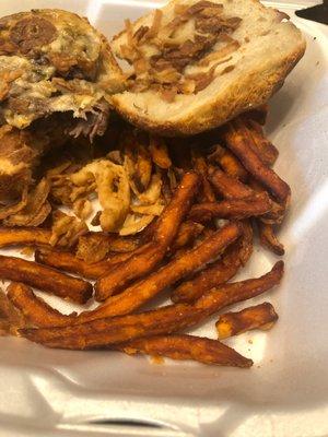 Dry sweet potato fries