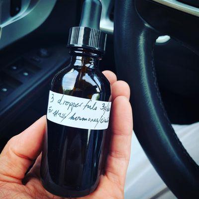 Personalized herbal tincture made on the spot for me!