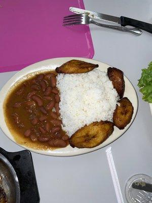 Beans rice plantains