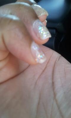 the edges of my nails weren't even polished or covered.  I was so fed up and in a rush to get out of there.