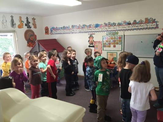 Everyday our classes gather to learn, starting off with honoring our great nation by stating the Pledge of Allegiance.