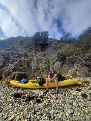 Landed the kayak