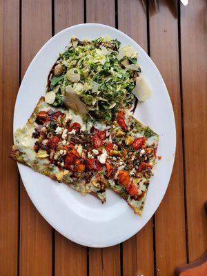 Combo, flat bread and Brussel sprouts pc:a.bold.dish