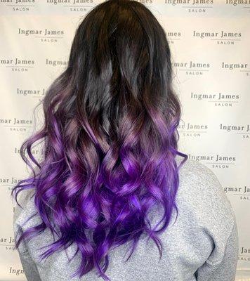 blue Violet Balayage with my signature dusting haircut.