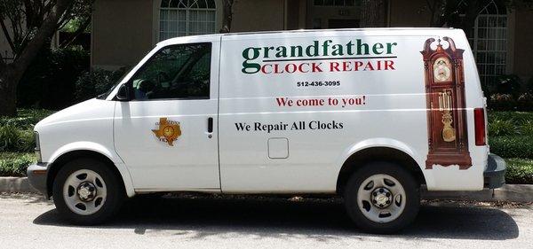 Clock Service, TX. We come to you with our mobile clock service van! Call Us at 512-557-4352