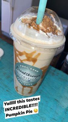 Seasonal pumpkin pie shake