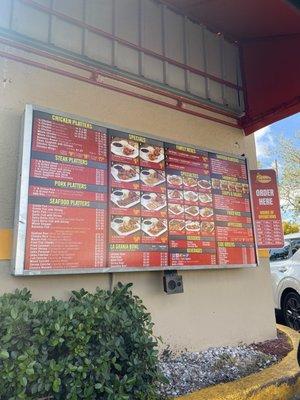 Drive thru menu