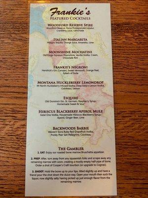 Frankie's Featured Cocktails Menu