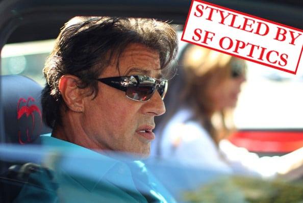 Sylvester Stallone in Prada sunglasses styled by SF Optics.