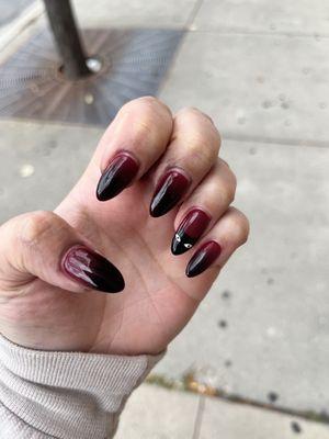 Gel x fill in. Halloween nails with a black cat!