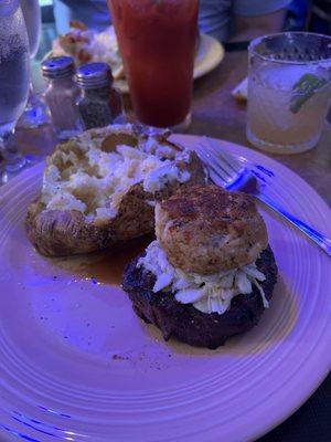 Filet with crab, crab!  Lump crab with a crab cake!  So so good!