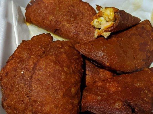 Close up of shrimp empanadas