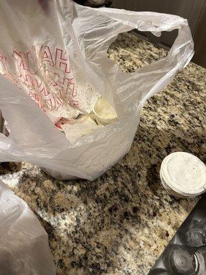 Bag received with ranch dressing busted in the bag