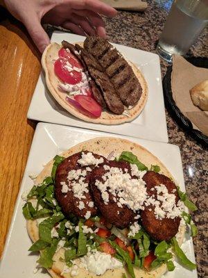 Beef and falafel gyros