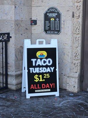 Special Tuesday taco as of 6/2024