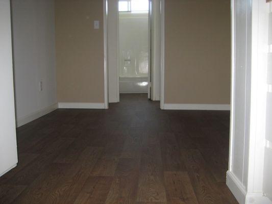 view of dining room and bath from Kitchen