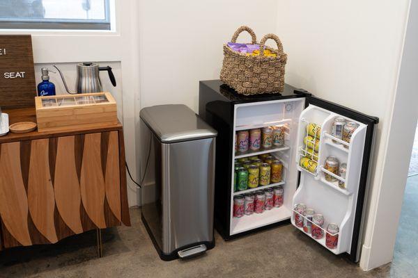 Tea, cold La Croix, and snacks in the waiting room, so you have what you need physically, as you access what you need emotionally.