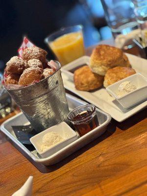 Pancake Balls and Biscuits with delicious jam!