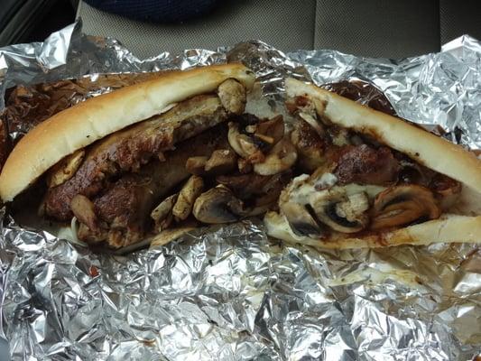 Sausage & mushrooms grinder, from Jon's Lunch in New Haven, CT.