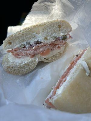 Lox and cream cheese bagel