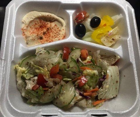 Side salad, hummus, vegetables (Came with the shish tawook)